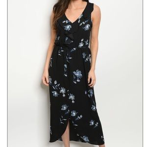 Black Floral Maxi Dress S-M